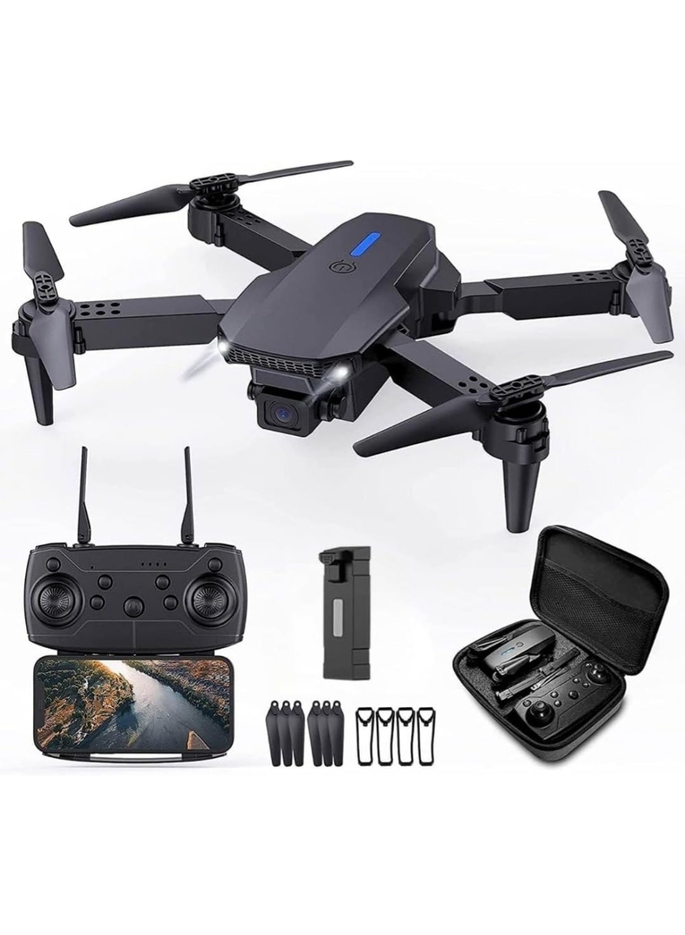 Mini Drone Foldable Drone for Kids Adults with Carrying Case Battery 90° Adjustable Lens Altitude Hold One Key Takeoff 360° Flip Toy Gift